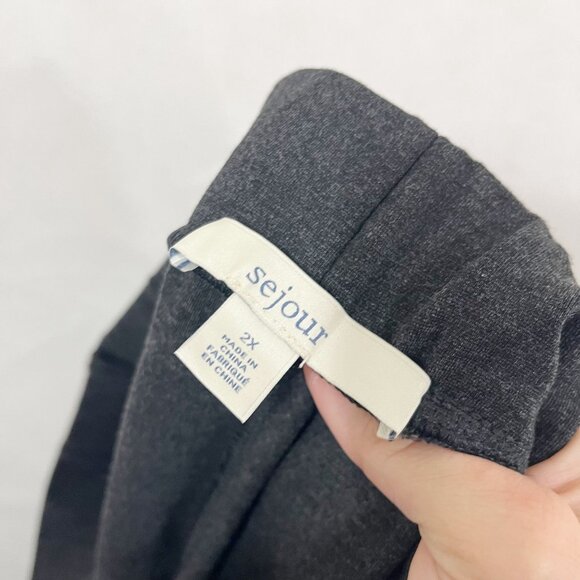 NEW Sejour Dark Gray Ponte Knit Pull On Pants Nordstrom Slit Hem - Size 2X - Picture 4 of 8